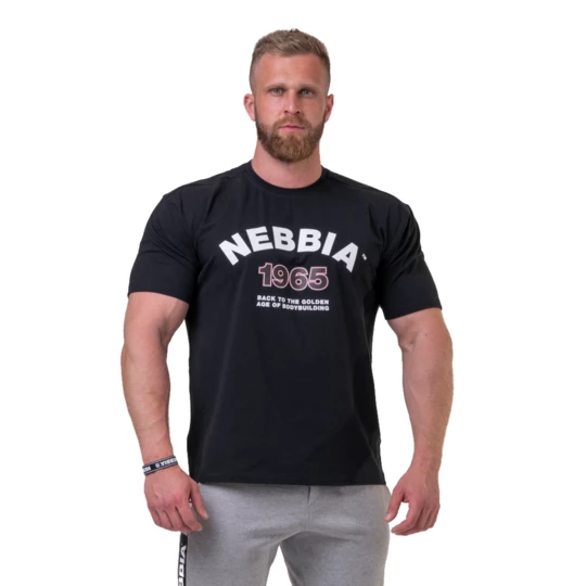 Koszulka męska T-shirt Nebbia Golden Era 192 - Kolor Czarny, Rozmiar M