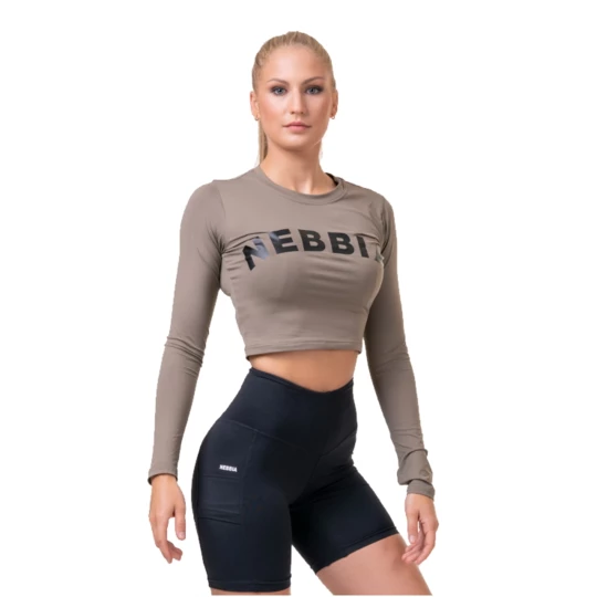 Damski top z długim rękawem longsleeve Nebbia Sporty Hero 585 - Kolor Mokka, Rozmiar XS