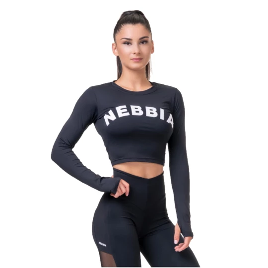 Damski top z długim rękawem longsleeve Nebbia Sporty Hero 585 - Kolor Czarny, Rozmiar XS