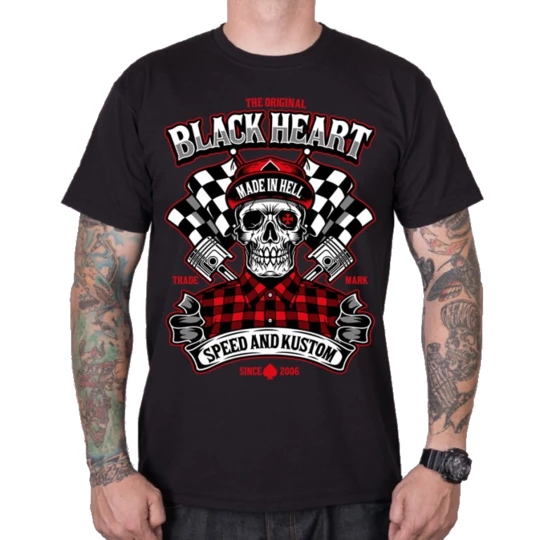 T-shirt koszulka BLACK HEART Speed and Kustom - Kolor Czarny, Rozmiar L