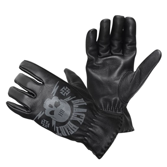 Skórzane rękawice motocyklowe W-TEC Black Heart Skull Gloves - Kolor Czarny, Rozmiar S