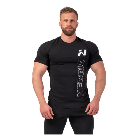 T-shirt męski koszulka Nebbia Vertical Logo 293 - Kolor Czarny, Rozmiar L