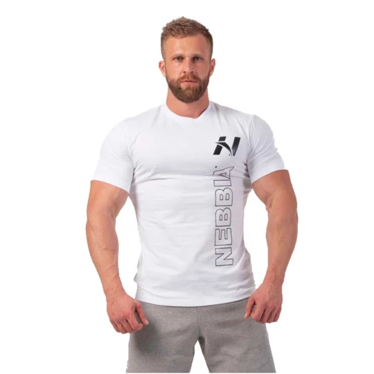 T-shirt męski koszulka Nebbia Vertical Logo 293 - Kolor Biały, Rozmiar M