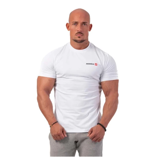 Męska koszulka T-shirt Nebbia Minimalist Logo 291 - Kolor Biały, Rozmiar M