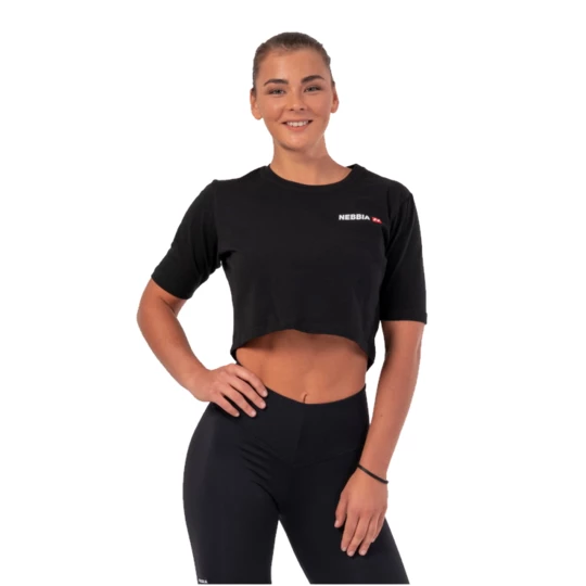 Luźny top damski Nebbia Minimalist Logo 600 - Kolor Czarny, Rozmiar M