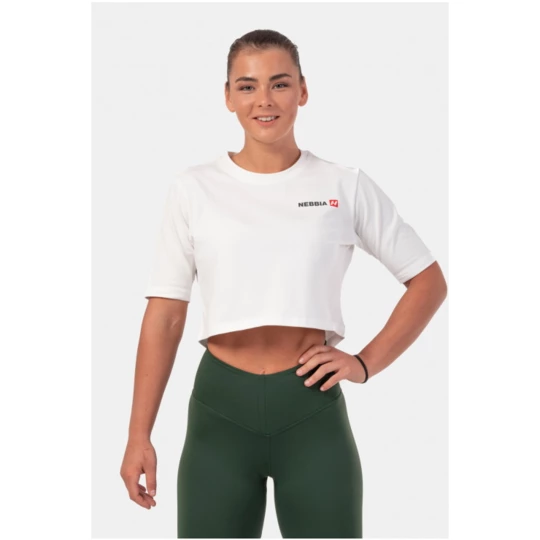 Luźny top damski Nebbia Minimalist Logo 600 - Kolor Kremowy, Rozmiar XS