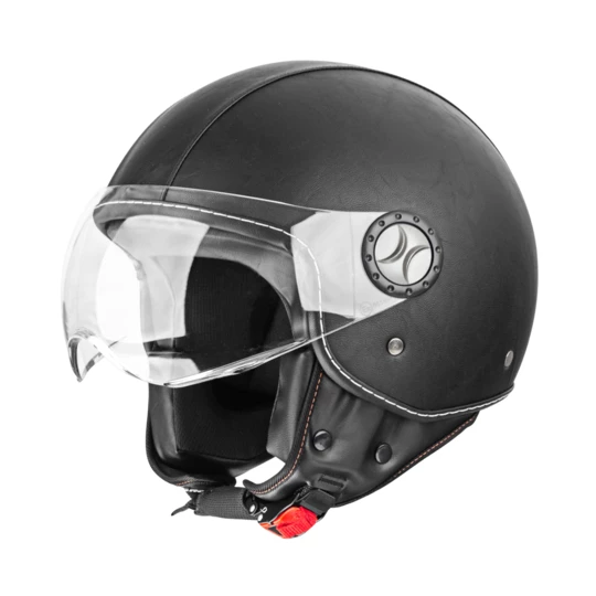 Kask motocyklowy na skuter W-TEC FS-701LB Leather Black - Kolor Czarny, Rozmiar S (55-56)