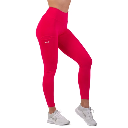 Damskie legginsy z wysoką talią Nebbia Active 402 - Kolor Różowy, Rozmiar XS