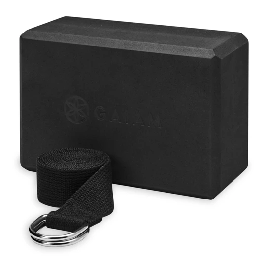 GAIAM ZESTAW KOSTKA DO JOGI Z PASKIEM BLACK 63248