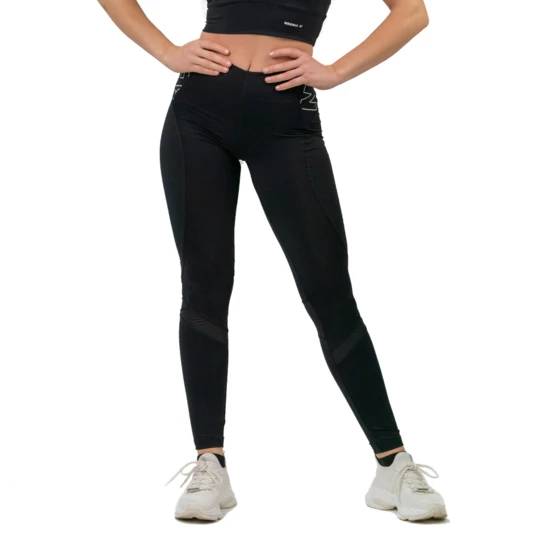 Legginsy damskie z wysokim stanem Nebbia FIT Activewear 443 - Kolor Czarny, Rozmiar XS