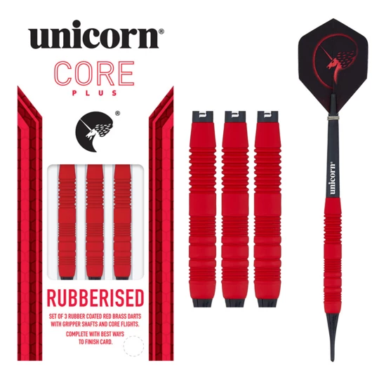 Lotki do darta Unicorn Core Plus Rubberised Brass Red 3 szt. - Waga (g) 16 g