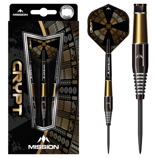 Lotki wolframowe do darta Mission Crypt Black & Gold PVD M2 90% Steel 3 sztuki - Waga (g) 23 g