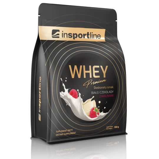 Białko serwatkowe inSPORTline WHEY Premium biała czekolada z malinami 700g