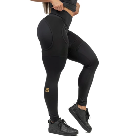 Damskie legginsy sportowe z siateczką Nebbia INTENSE Mesh 838 - Kolor Black/Gold, Rozmiar L