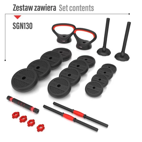 SGN130 PRO SET 6W1 ZESTAW CIĘŻARÓW 30KG HMS (17-57-069)