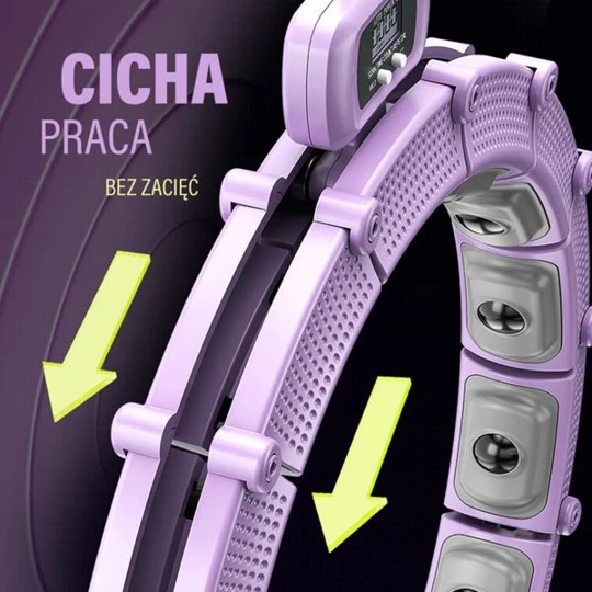 ZESTAW HULA HOP MAGNETYCZNY VIOLET HHM14 Z LICZNIKIEM HMS + PAS BR163 BLACK PLUS SIZE (17-44-652)