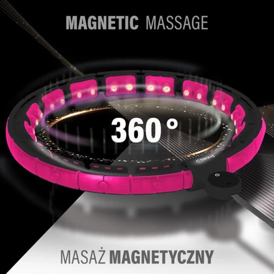 ZESTAW HULA HOP MAGNETYCZNY BLACK/PINK HHM16 Z LICZNIKIEM HMS + PAS WYSZCZUPLAJĄCY BR163 BLACK (17-44-653)