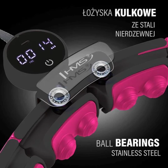 ZESTAW HULA HOP MAGNETYCZNY BLACK/PINK HHM16 Z LICZNIKIEM HMS + PAS WYSZCZUPLAJĄCY BR163 BLACK (17-44-653)