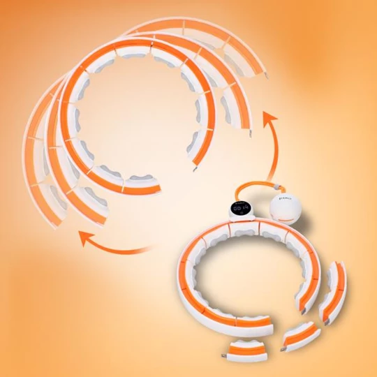 HHM21 HULA HOP WHITE/ORANGE Z MAGNESAMI, WYPUSTKAMI TPE I OBCIĄŻNIKIEM + LICZNIK HMS (17-44-597)