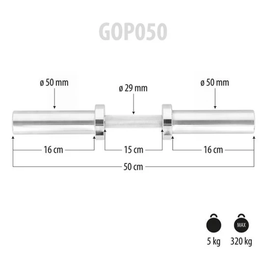 GOP050 (+ZACISKI) GRYF KRÓTKI OLIMPIJSKI 5KG 50CM HMS (17-60-027)