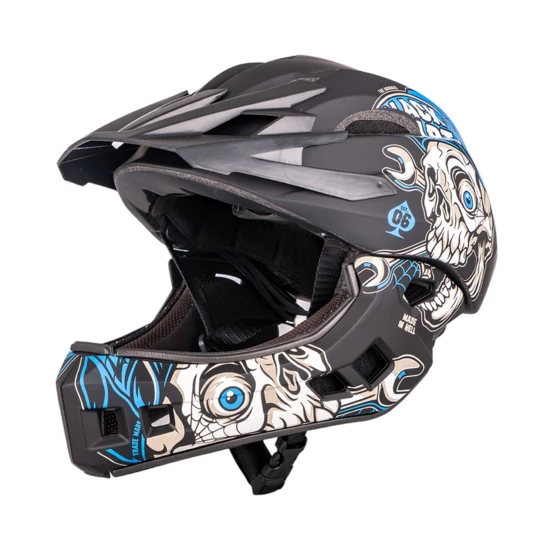 Kask Downhill na rower motor enduro zjazdowy W-TEC Delgada - Kolor Black Heart Mechanic, Rozmiar XS (48-52)