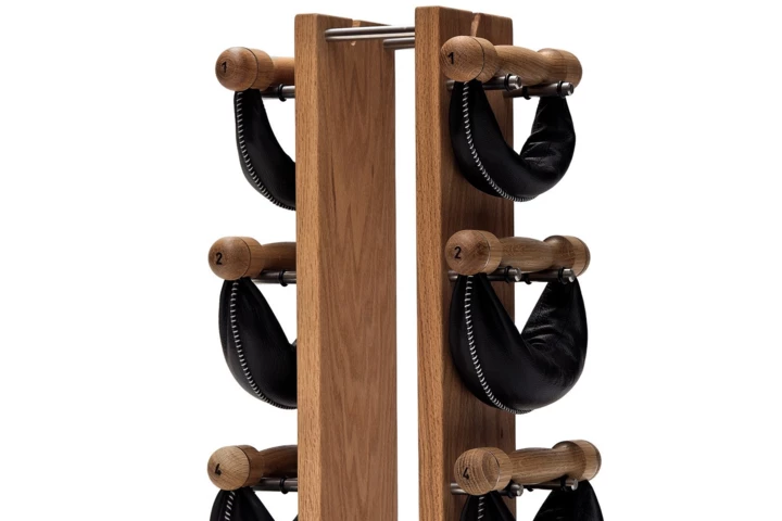 Hantle NOHRD SwingBell 2-8 Kg ze stojakiem Tower Oak Dąb Skóra