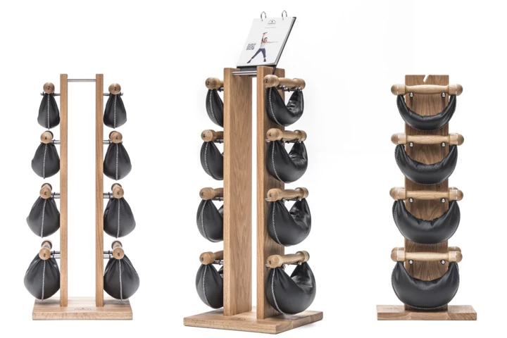 Hantle NOHRD SwingBell 2-8 Kg ze stojakiem Tower Oak Dąb Skóra