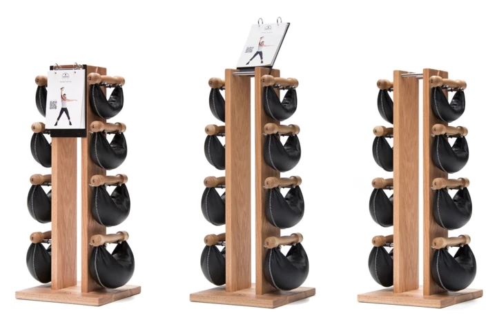 Hantle NOHRD SwingBell 2-8 Kg ze stojakiem Tower Oak Dąb Skóra