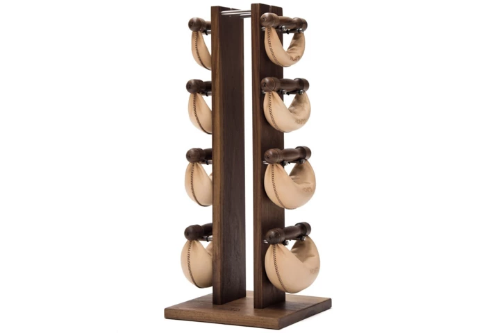 Hantle NOHRD SwingBell 2-8 Kg ze stojakiem Tower Classic Nature Orzech Skóra