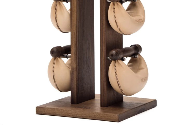 Hantle NOHRD SwingBell 2-8 Kg ze stojakiem Tower Classic Nature Orzech Skóra