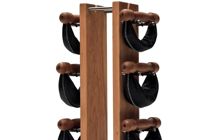 Hantle NOHRD SwingBell 2-8 Kg ze stojakiem Tower Oxbridge Wiśnia Skóra