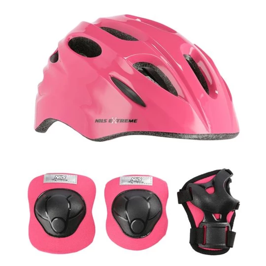 MTW01+H210 RÓŻOWY ROZM. XS KASK Z OCHRANIACZAMI ZESTAW NILS EXTREME (16-70-303)