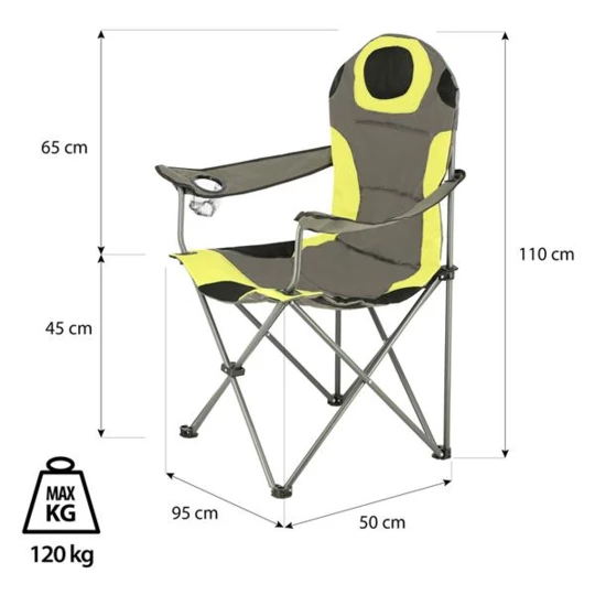 NC3188 SZARO-LIMONKOWY KRZESŁO TURYSTYCZNE NILS CAMP (15-03-210)