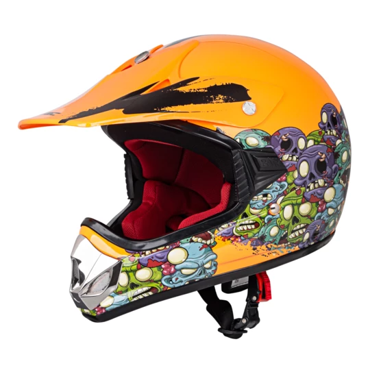 Młodzieżowy kask motocyklowy W-TEC V310 enduro - Kolor Zombie neon pomarańczowy, Rozmiar S (49/50)