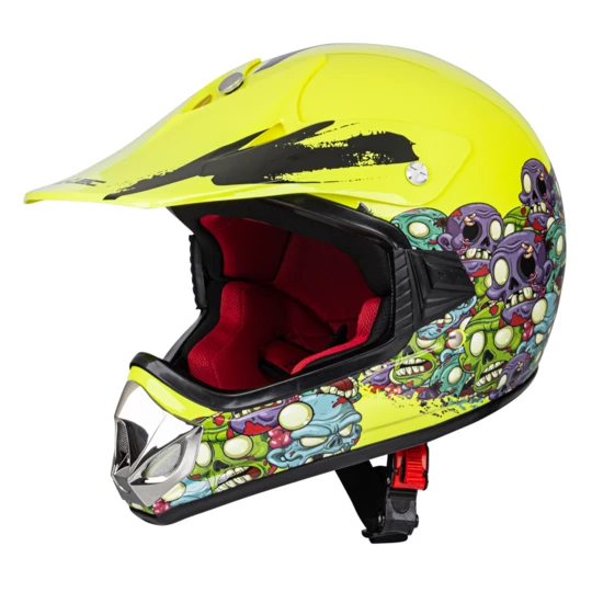 Młodzieżowy kask motocyklowy W-TEC V310 enduro - Kolor Neonowa zieleń zombie, Rozmiar S (49/50)