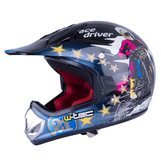 Młodzieżowy kask motocyklowy W-TEC V310 enduro - Kolor Czarny LRB, Rozmiar M (51-52)