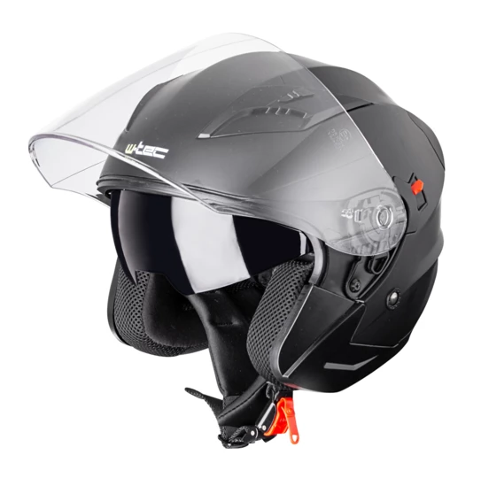 Kask motocyklowy otwarty z blendą W-TEC YM-627 - Kolor Matowy Czarny, Rozmiar XS (53-54)