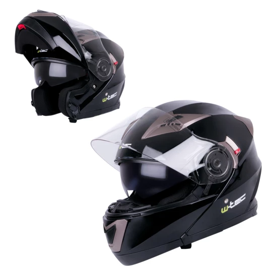 Kask motocyklowy szczękowy z blendą W-TEC YM-925 - Kolor Brązowo-czarny, Rozmiar S (55-56)