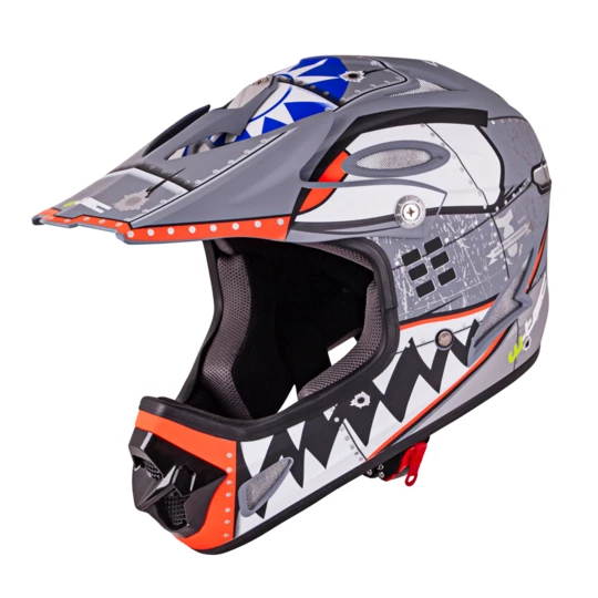 Kask Downhill na rower motor enduro W-TEC FS-605 Allride - Kolor Skull Smile, Rozmiar XS (53-54)