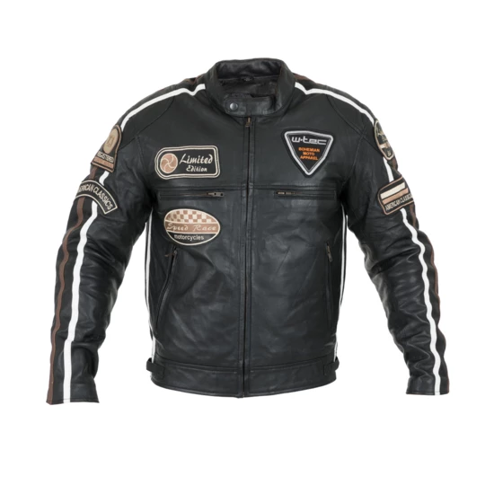 Męska skórzana kurtka motocyklowa W-TEC Sheawen Black - Kolor Czarny, Rozmiar 5XL