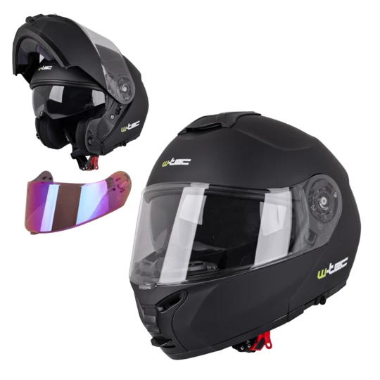 Kask motocyklowy szczękowy z blendą W-TEC FS-907 P/J + szybka - Kolor Black Matt, Rozmiar M (57-58)