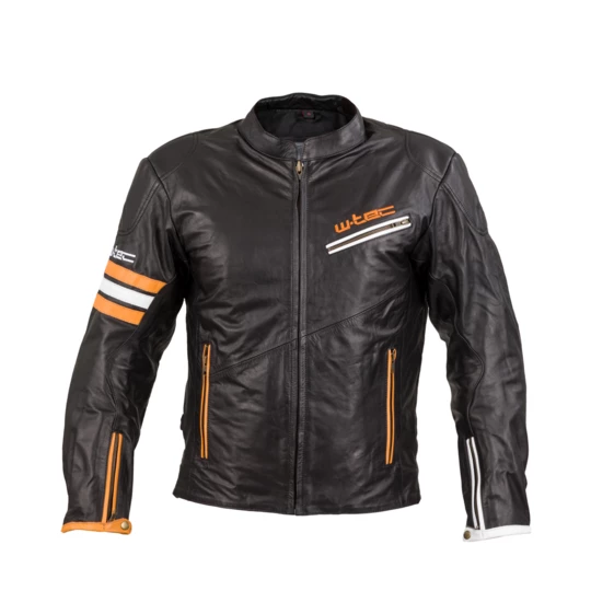 Skórzana kurtka motocyklowa W-TEC Brenerro - Kolor Black-Orange-White, Rozmiar L