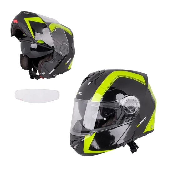 Kask motocyklowy szczękowy W-TEC Vexamo PP z Pinlockiem - Kolor Czarno-zielony, Rozmiar XS (53-54)