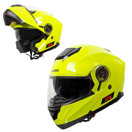 Kask motocyklowy szczękowy otwierany z blendą W-TEC Lanxamo - Kolor Fluo żółty, Rozmiar XS (53-54)