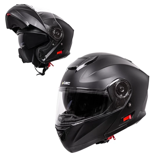 Kask motocyklowy szczękowy otwierany z blendą W-TEC Lanxamo - Kolor Matowy czarny, Rozmiar XS (53-54)