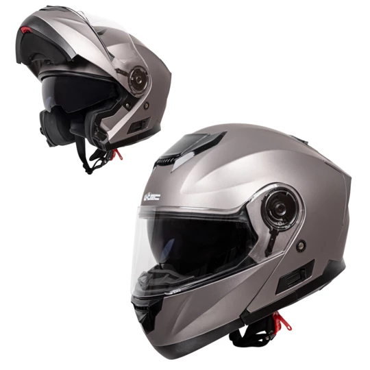 Kask motocyklowy szczękowy otwierany z blendą W-TEC Lanxamo - Kolor Szary tytan, Rozmiar XS (53-54)