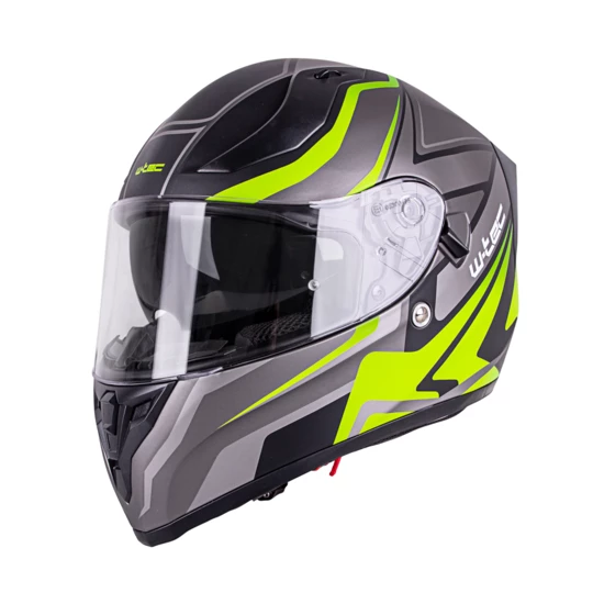 Kask zamknięty W-TEC Vintegra Graphic + blenda - Kolor Czarny-fluo żółty, Rozmiar XL (61-62)