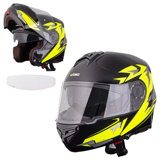 Kask motocyklowy szczękowy z blendą W-TEC Vexamo PI Graphic z Pinlockiem - Kolor Black Graphic, Rozmiar S (55-56)