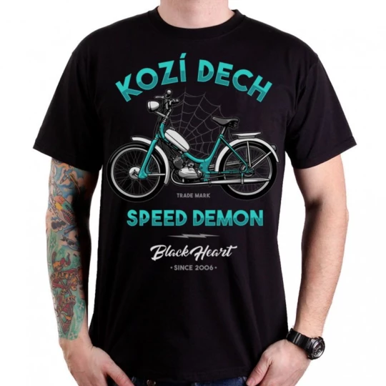 Koszulka T-shirt motocyklowy BLACK HEART Kozí dech - Kolor Czarny, Rozmiar L