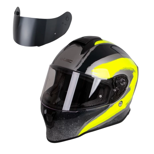 Kask motocyklowy W-TEC Integra Graphic + wizjer - Kolor Czarno-zielony, Rozmiar XS (53-54)